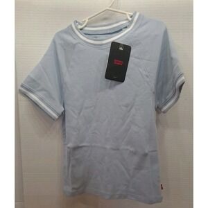 NWT Kids Girl Youth Levis Slim Fit T-Shirt Blue With White Trim Size Small